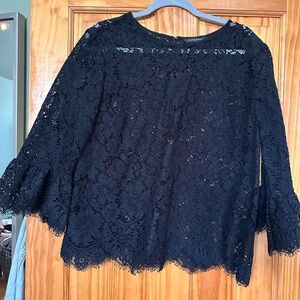 Black lace Banana Republic blouse with decorative sleeves. Size L. Never worn